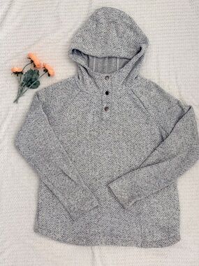 Freedom Trail by Kyodan Women’s Herringbone Snap-Neck Hoodie - Gray Marled Sz M